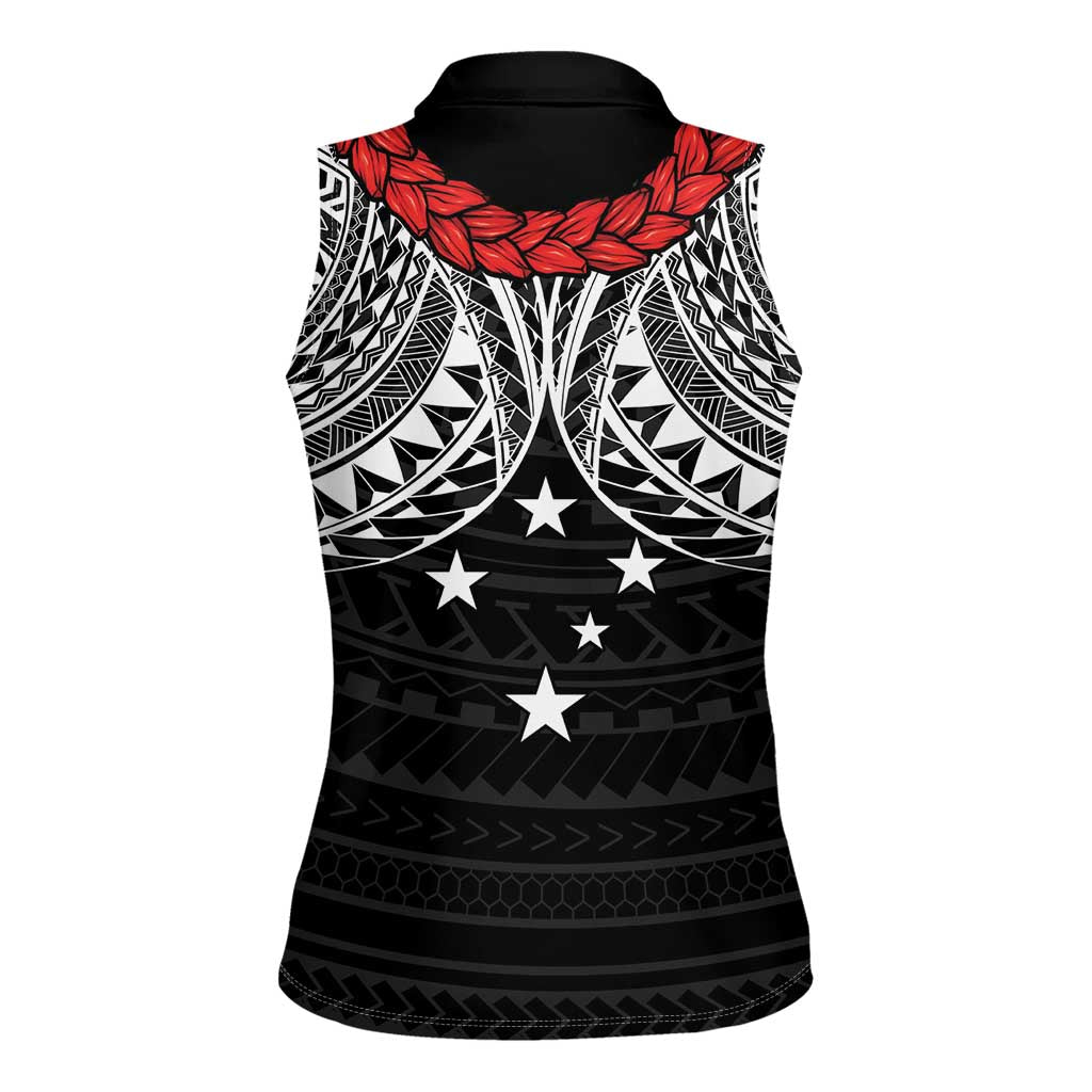 Samoan Tanoa Kava Bowl Ula Fala Women Sleeveless Polo Shirt Polynesian Tribal Vibe