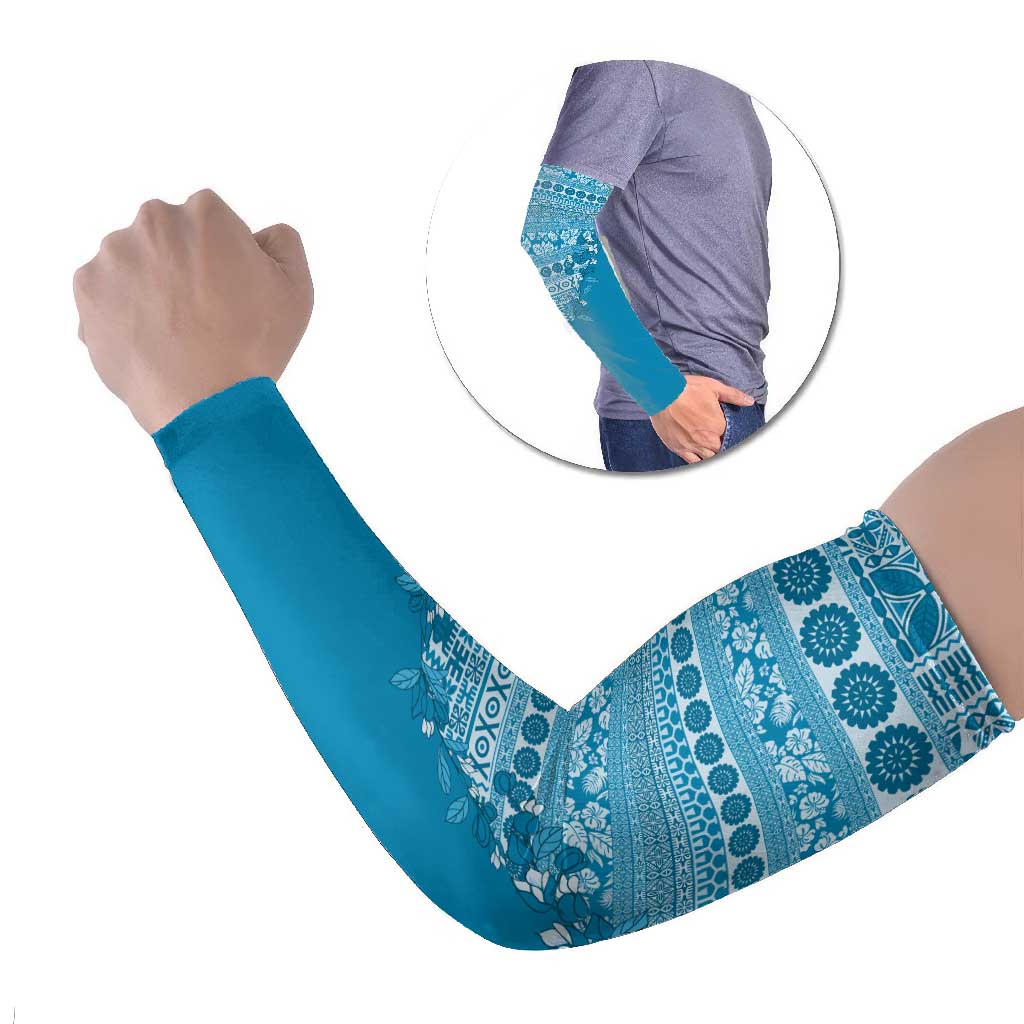 Fiji Marau na Kerisimasi Arm Sleeves Aqua Tagimoucia Tapa Masi Tribal - Polynesian Pride
