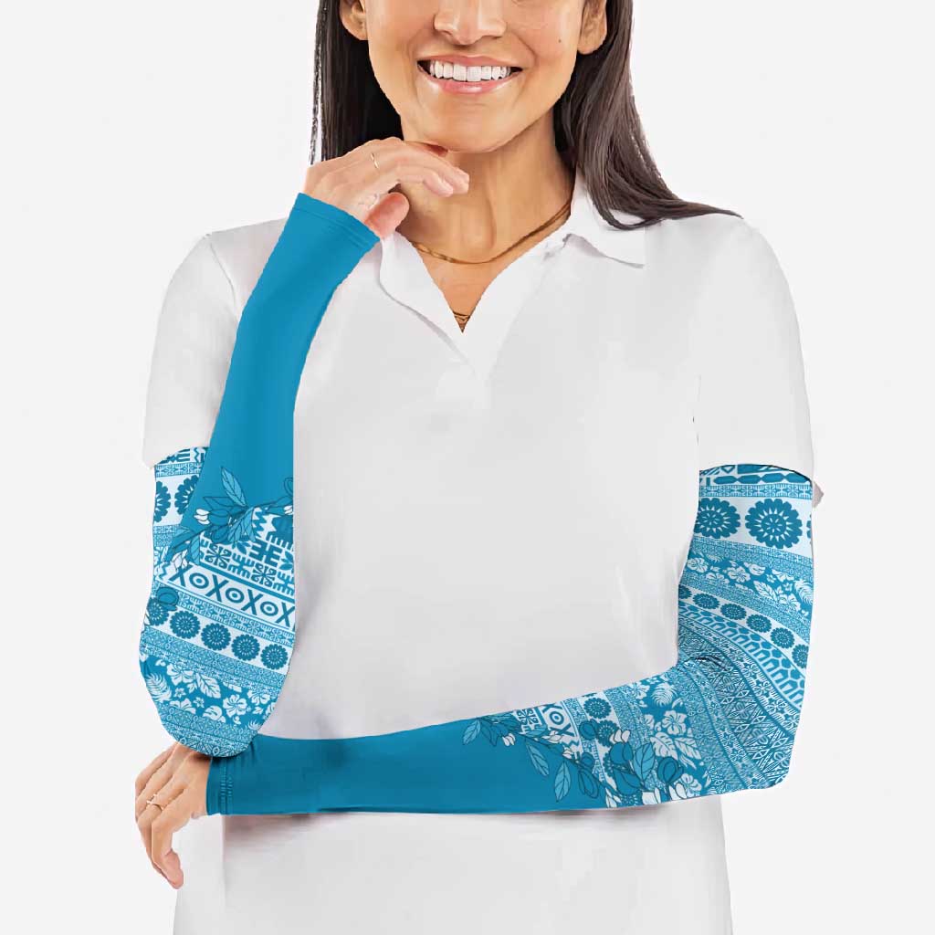 Fiji Marau na Kerisimasi Arm Sleeves Aqua Tagimoucia Tapa Masi Tribal - Polynesian Pride