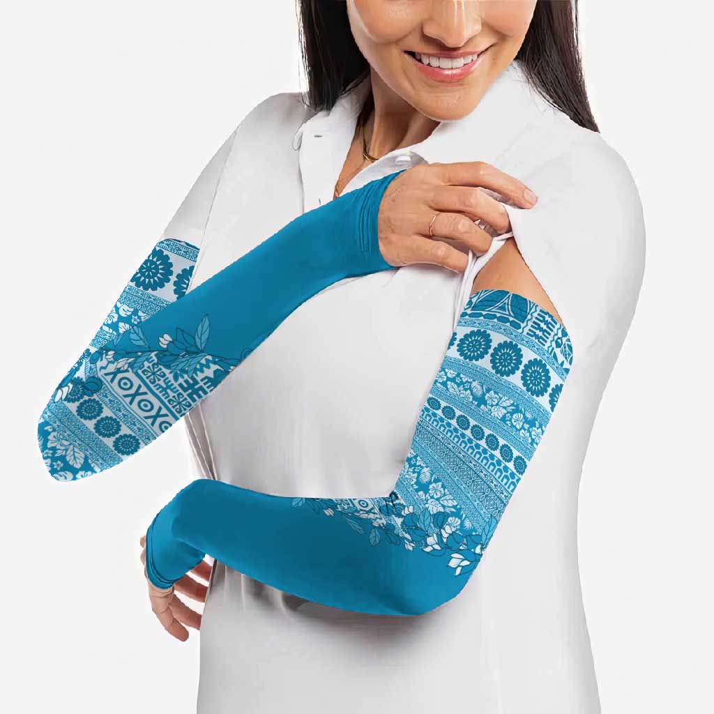 Fiji Marau na Kerisimasi Arm Sleeves Aqua Tagimoucia Tapa Masi Tribal - Polynesian Pride