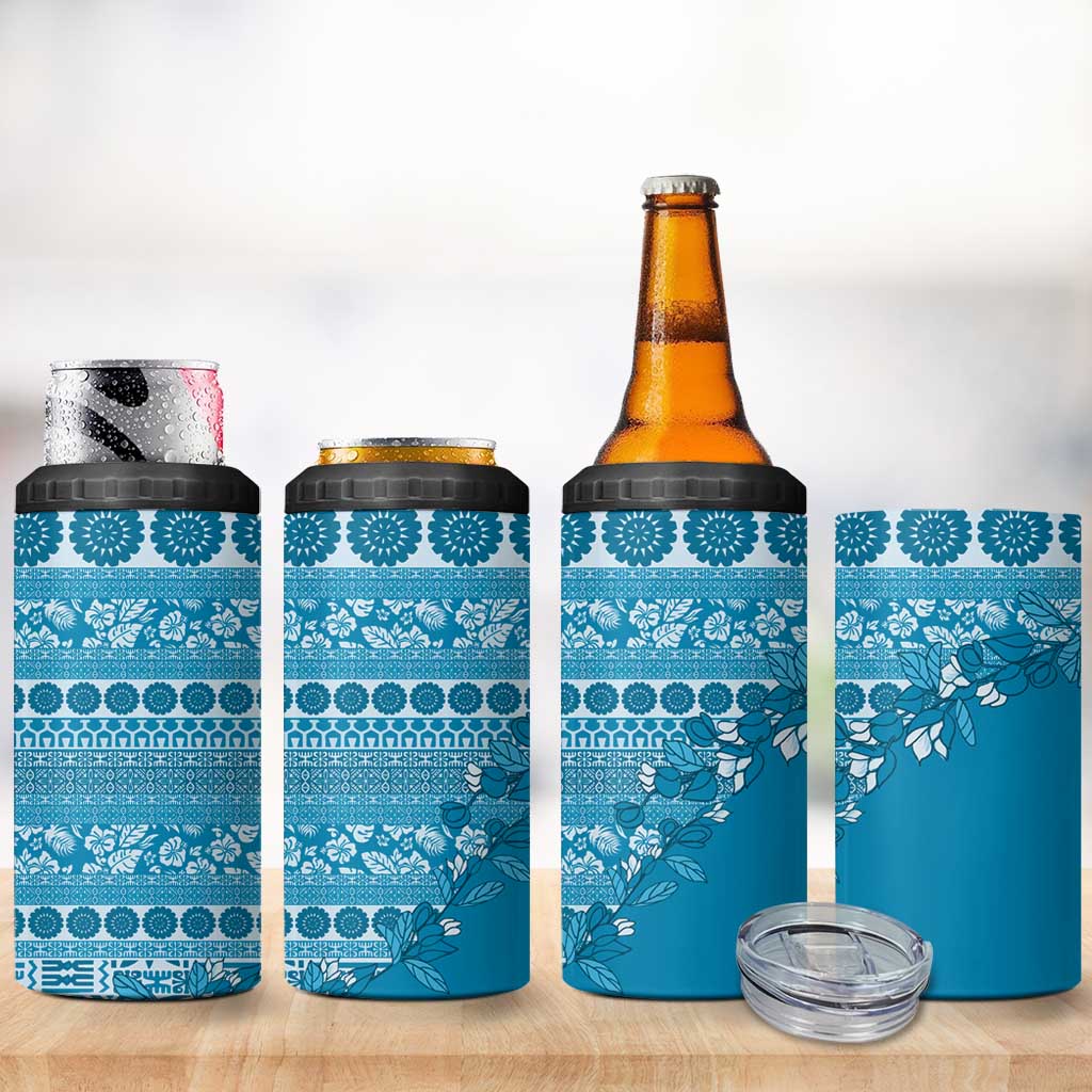 Fiji Marau na Kerisimasi 4 in 1 Can Cooler Tumbler Aqua Tagimoucia Tapa Masi Tribal LT9 - Polynesian Pride