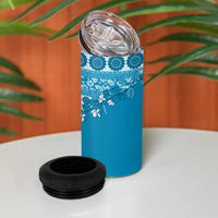 Fiji Marau na Kerisimasi 4 in 1 Can Cooler Tumbler Aqua Tagimoucia Tapa Masi Tribal LT9 - Polynesian Pride