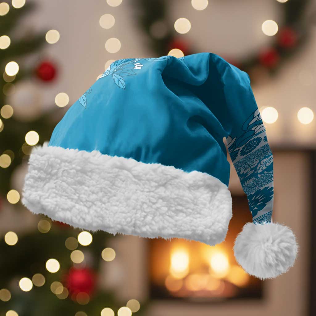 Fiji Marau na Kerisimasi Christmas Santa Hat Aqua Tagimoucia Tapa Masi Tribal - Polynesian Pride