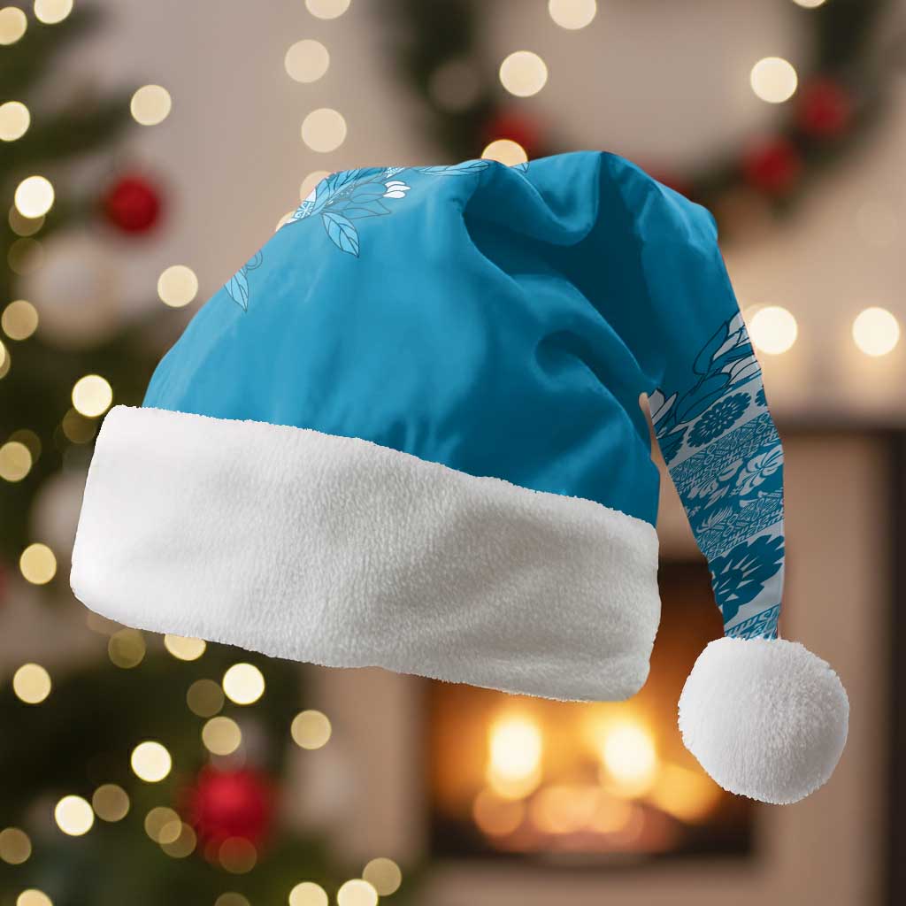 Fiji Marau na Kerisimasi Christmas Santa Hat Aqua Tagimoucia Tapa Masi Tribal - Polynesian Pride