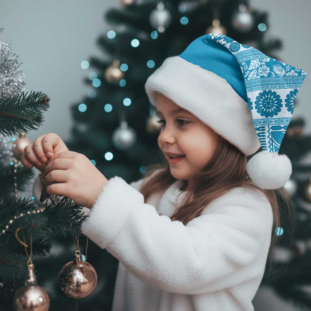 Fiji Marau na Kerisimasi Christmas Santa Hat Aqua Tagimoucia Tapa Masi Tribal - Polynesian Pride