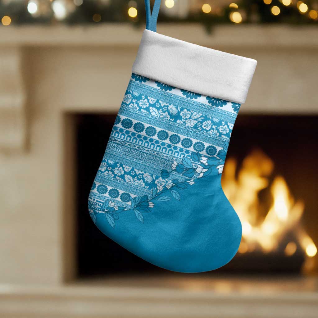 Fiji Marau na Kerisimasi Christmas Stocking Aqua Tagimoucia Tapa Masi Tribal - Polynesian Pride