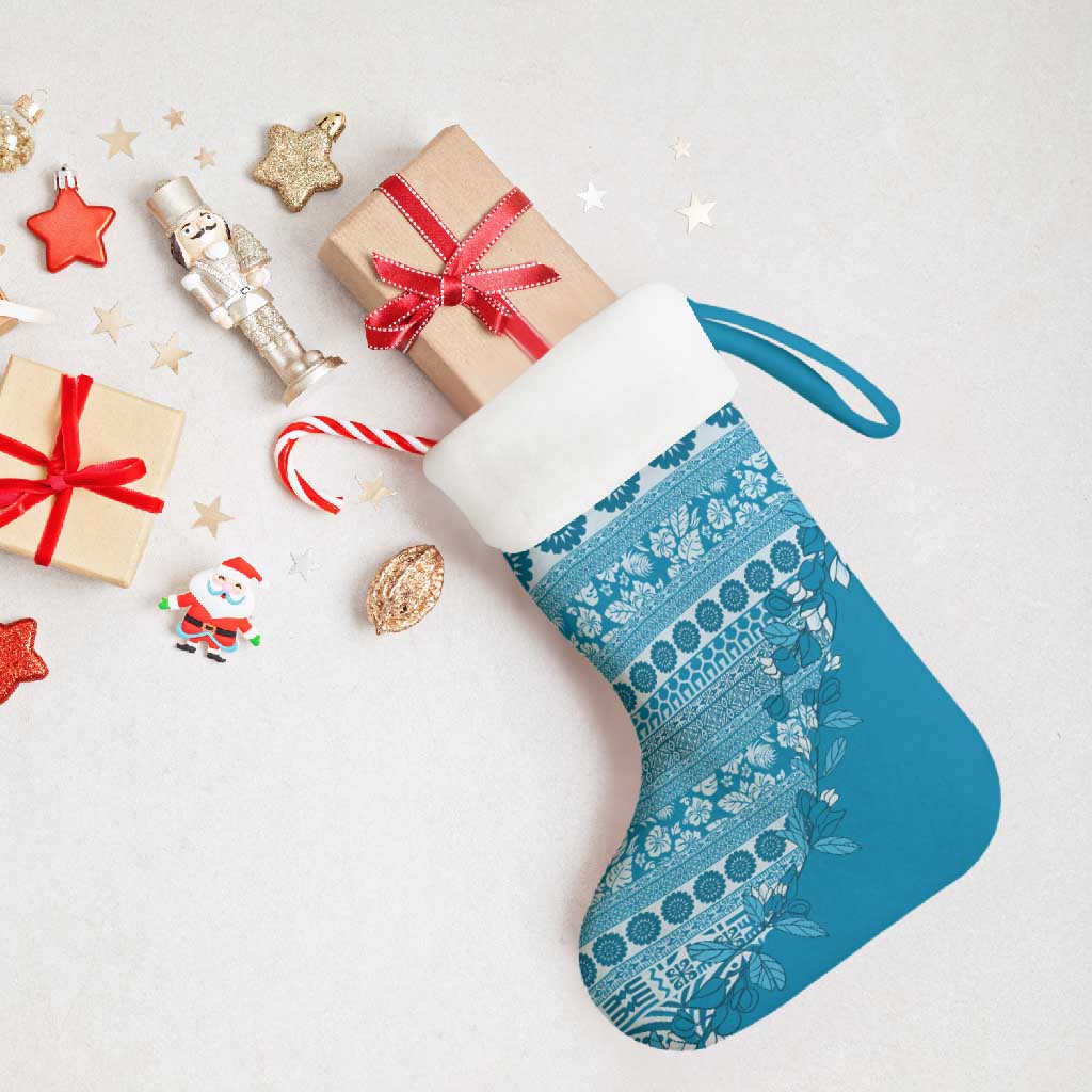Fiji Marau na Kerisimasi Christmas Stocking Aqua Tagimoucia Tapa Masi Tribal - Polynesian Pride