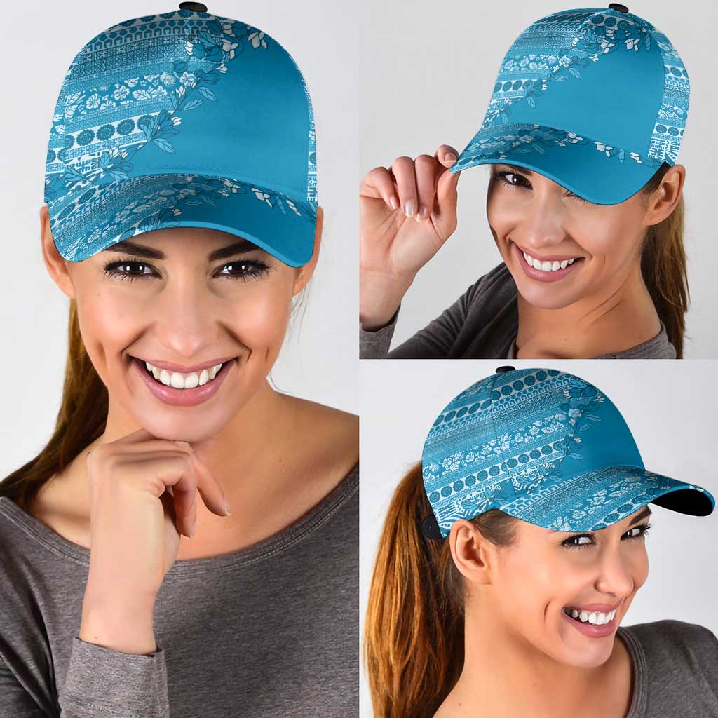 Fiji Marau na Kerisimasi Classic Cap Aqua Tagimoucia Tapa Masi Tribal - Polynesian Pride