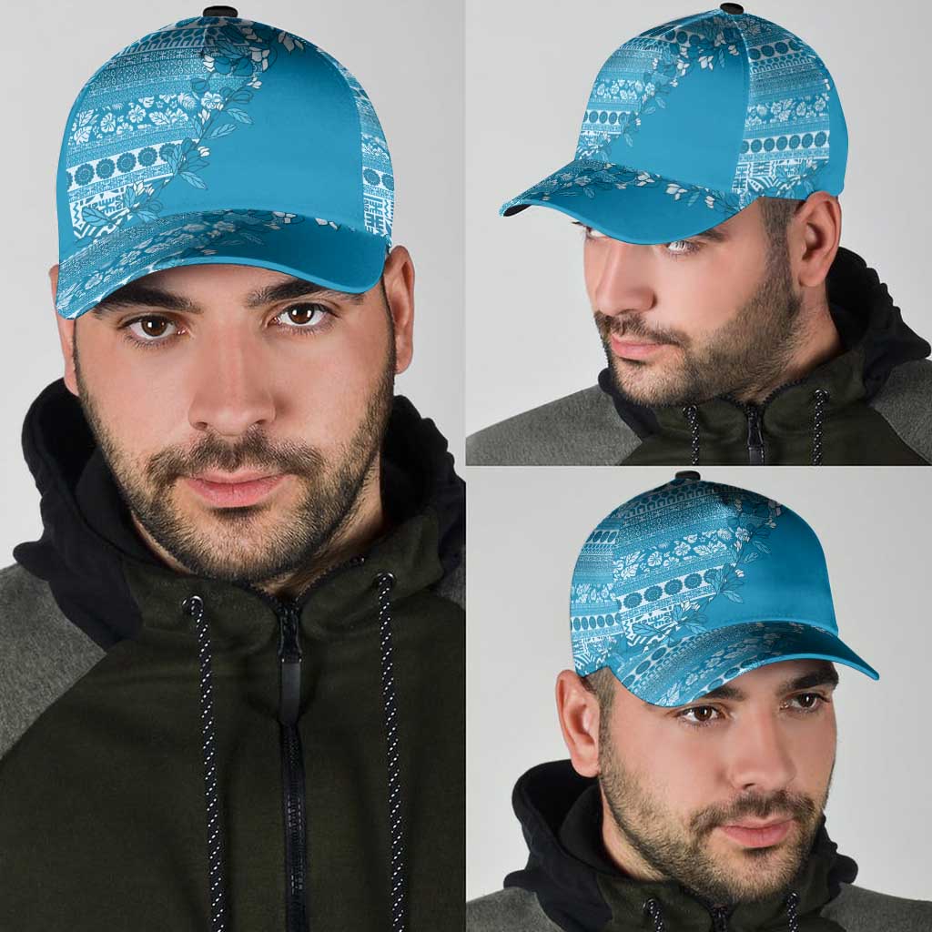 Fiji Marau na Kerisimasi Classic Cap Aqua Tagimoucia Tapa Masi Tribal - Polynesian Pride
