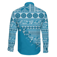Fiji Marau na Kerisimasi Family Matching Off The Shoulder Long Sleeve Dress and Hawaiian Shirt Aqua Tagimoucia Tapa Masi Tribal LT9 - Polynesian Pride