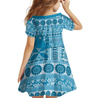 Fiji Marau na Kerisimasi Family Matching Summer Maxi Dress and Hawaiian Shirt Aqua Tagimoucia Tapa Masi Tribal LT9 - Polynesian Pride