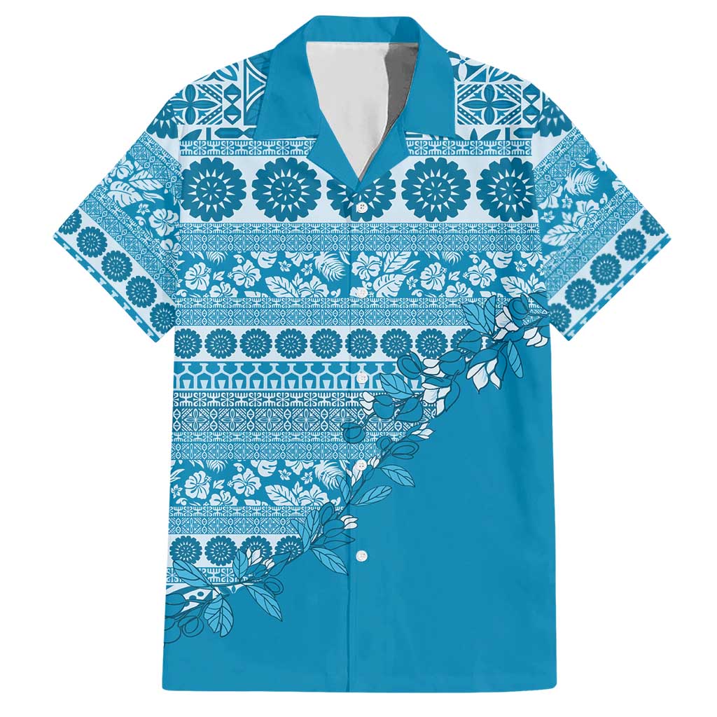 Fiji Marau na Kerisimasi Hawaiian Shirt Aqua Tagimoucia Tapa Masi Tribal - Polynesian Pride