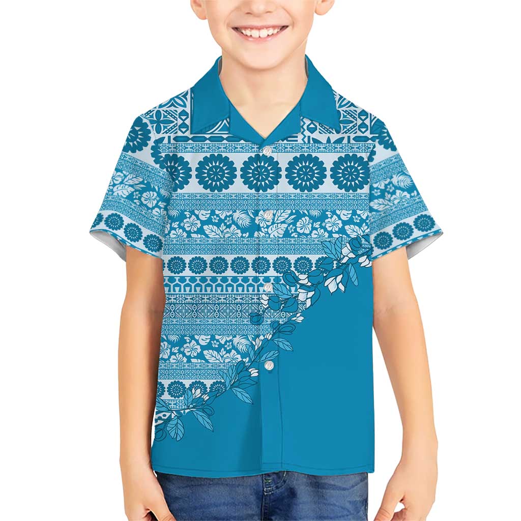 Fiji Marau na Kerisimasi Hawaiian Shirt Aqua Tagimoucia Tapa Masi Tribal - Polynesian Pride