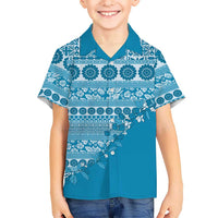 Fiji Marau na Kerisimasi Hawaiian Shirt Aqua Tagimoucia Tapa Masi Tribal - Polynesian Pride