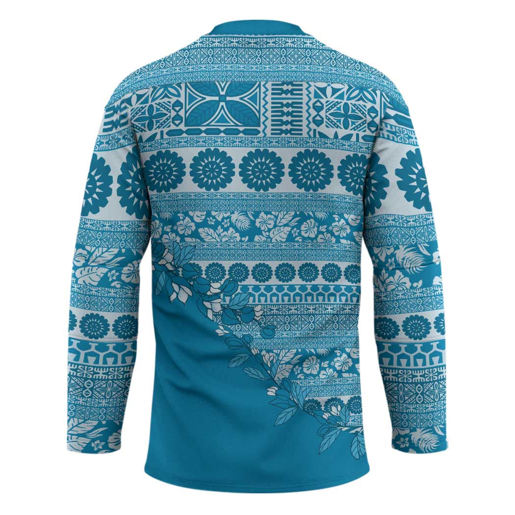 Fiji Marau na Kerisimasi Hockey Jersey Aqua Tagimoucia Tapa Masi Tribal - Polynesian Pride