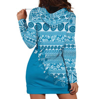 Fiji Marau na Kerisimasi Hoodie Dress Aqua Tagimoucia Tapa Masi Tribal LT9 - Polynesian Pride