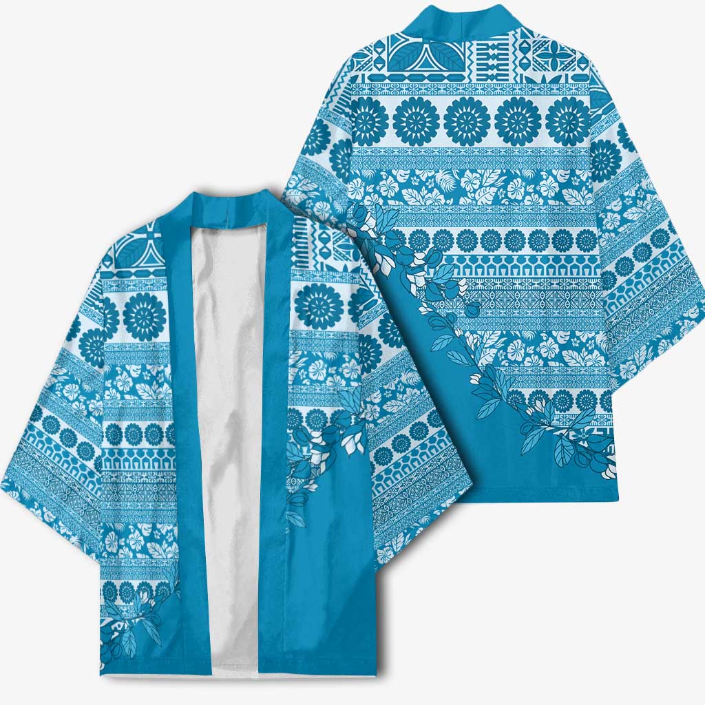 Fiji Marau na Kerisimasi Kimono Aqua Tagimoucia Tapa Masi Tribal LT9 - Polynesian Pride