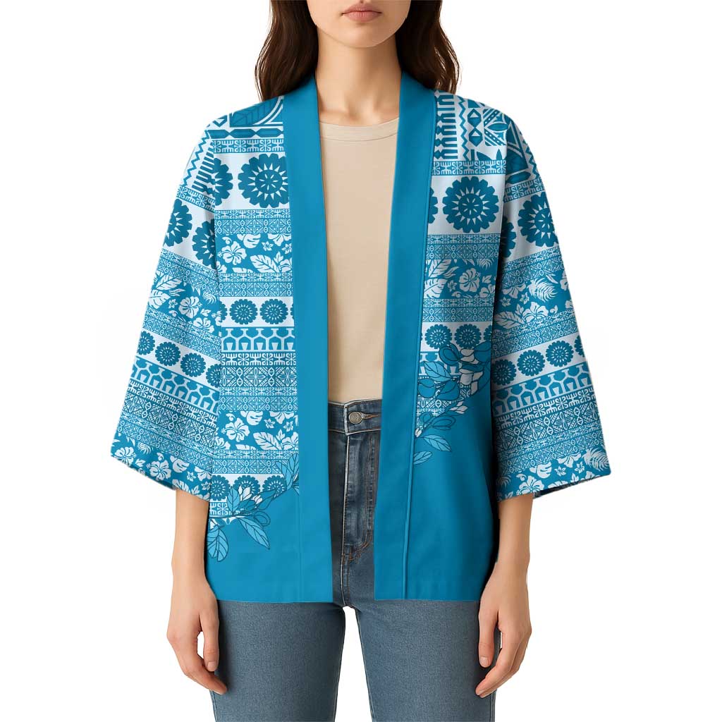 Fiji Marau na Kerisimasi Kimono Aqua Tagimoucia Tapa Masi Tribal LT9 - Polynesian Pride
