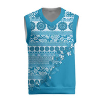 Fiji Marau na Kerisimasi Christmas Knitted V-Neck Vest Aqua Tagimoucia Tapa Masi Tribal LT9 Aqua - Polynesian Pride