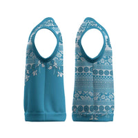 Fiji Marau na Kerisimasi Christmas Knitted V-Neck Vest Aqua Tagimoucia Tapa Masi Tribal LT9 - Polynesian Pride