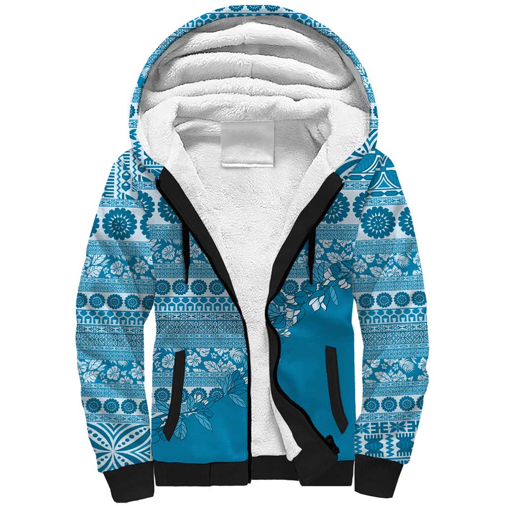 Fiji Marau na Kerisimasi Sherpa Hoodie Aqua Tagimoucia Tapa Masi Tribal LT9 Unisex Aqua - Polynesian Pride