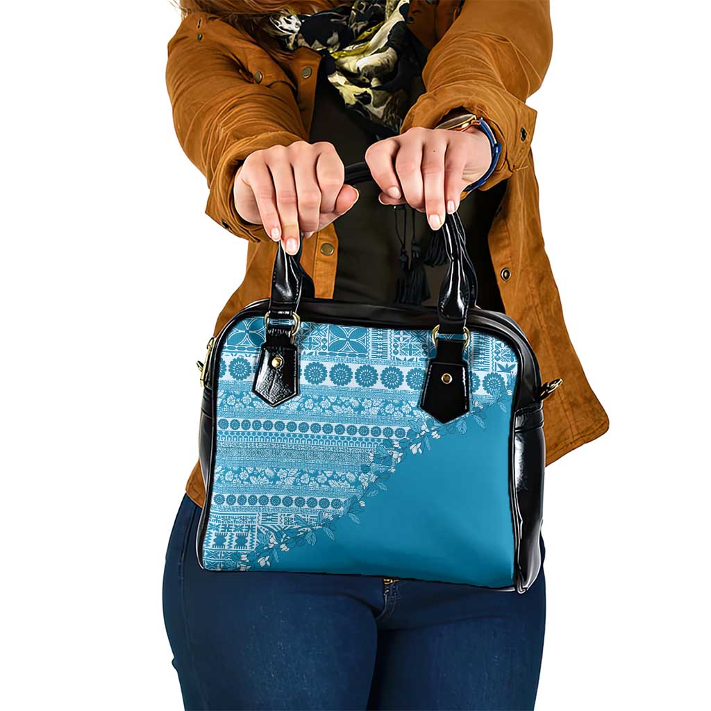 Fiji Marau na Kerisimasi Shoulder Handbag Aqua Tagimoucia Tapa Masi Tribal - Polynesian Pride