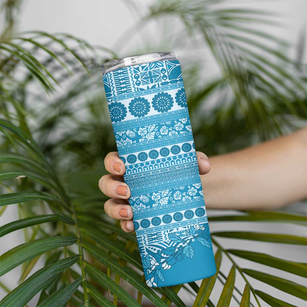 Fiji Marau na Kerisimasi Skinny Tumbler Aqua Tagimoucia Tapa Masi Tribal LT9 - Polynesian Pride