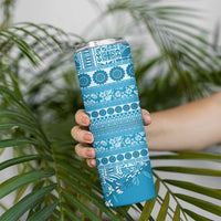 Fiji Marau na Kerisimasi Skinny Tumbler Aqua Tagimoucia Tapa Masi Tribal LT9 - Polynesian Pride