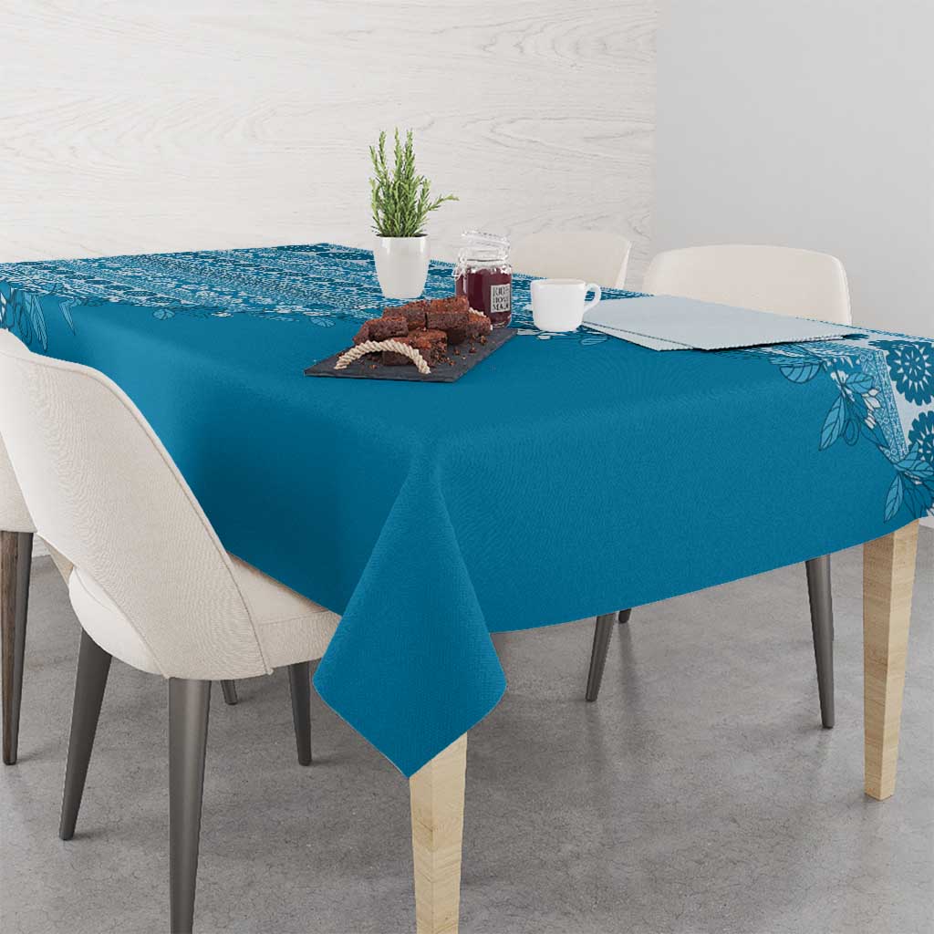 Fiji Marau na Kerisimasi Tablecloth Aqua Tagimoucia Tapa Masi Tribal LT9 - Polynesian Pride