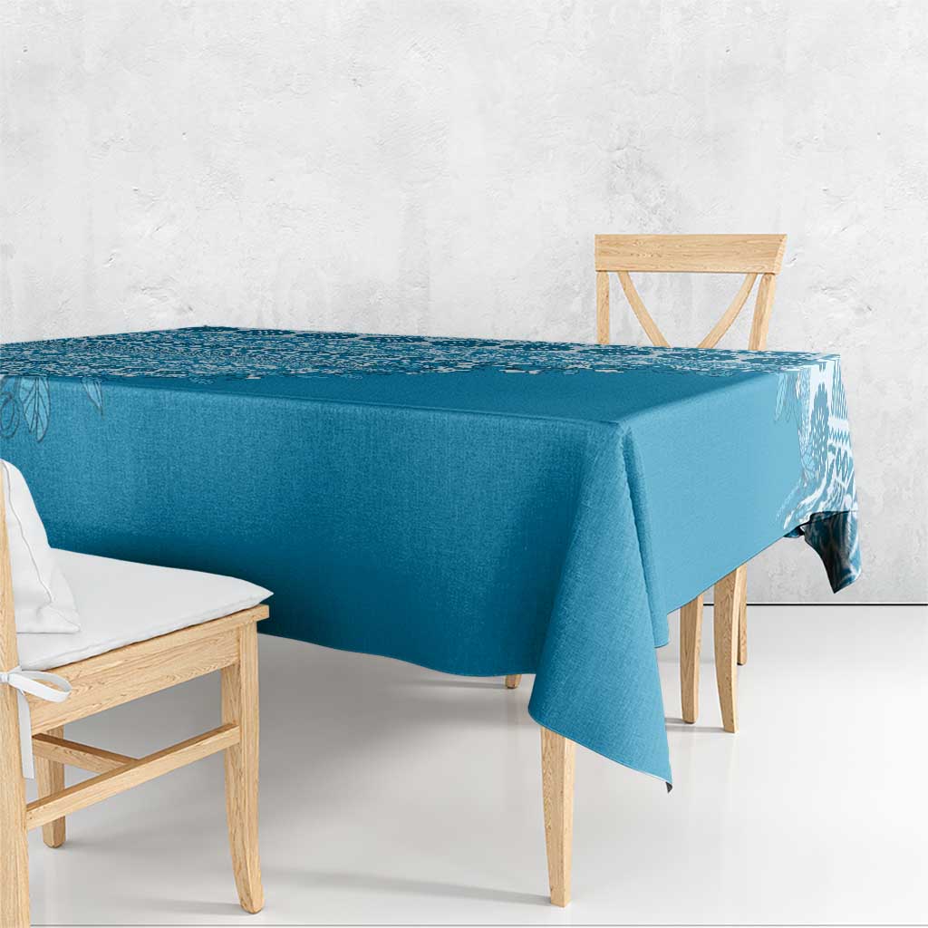 Fiji Marau na Kerisimasi Tablecloth Aqua Tagimoucia Tapa Masi Tribal LT9 - Polynesian Pride