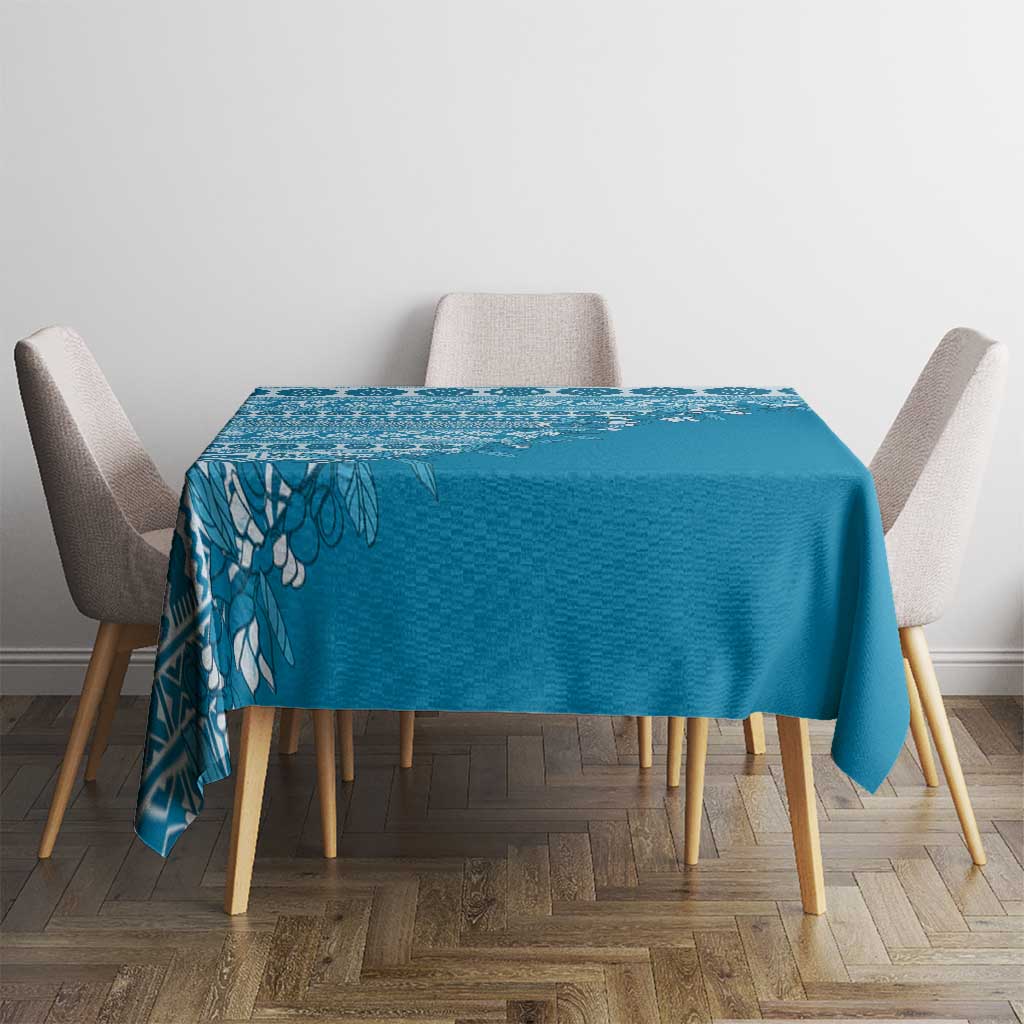 Fiji Marau na Kerisimasi Tablecloth Aqua Tagimoucia Tapa Masi Tribal LT9 - Polynesian Pride