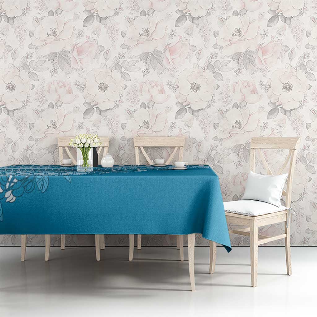 Fiji Marau na Kerisimasi Tablecloth Aqua Tagimoucia Tapa Masi Tribal LT9 - Polynesian Pride