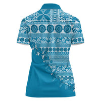 Fiji Marau na Kerisimasi Women Polo Shirt Aqua Tagimoucia Tapa Masi Tribal LT9 - Polynesian Pride