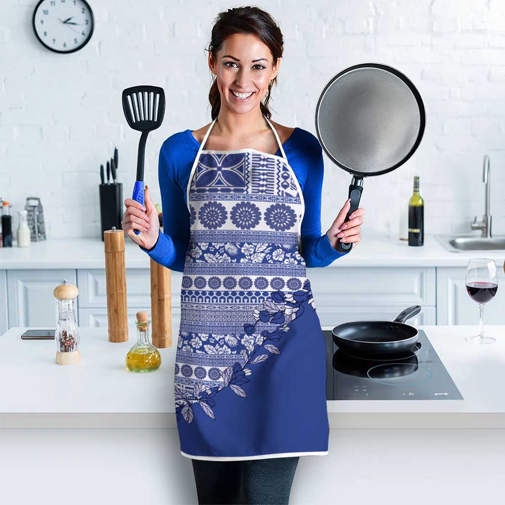 Fiji Marau na Kerisimasi Apron Blue Tagimoucia Tapa Masi Tribal - Polynesian Pride
