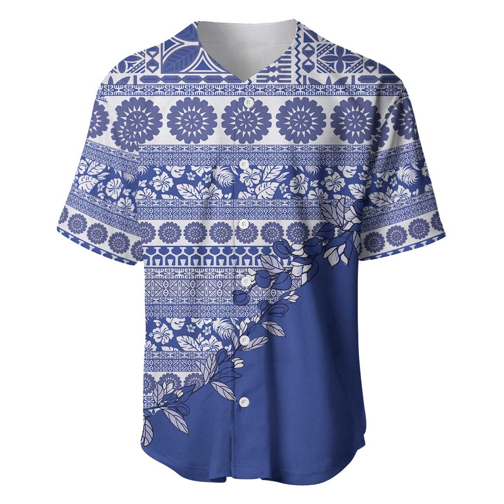 Fiji Marau na Kerisimasi Baseball Jersey Blue Tagimoucia Tapa Masi Tribal - Polynesian Pride