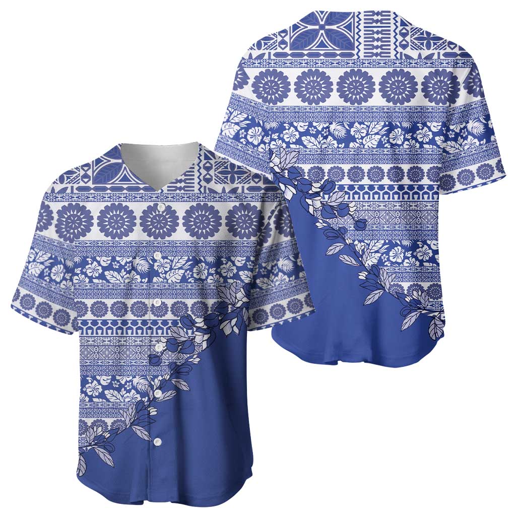 Fiji Marau na Kerisimasi Baseball Jersey Blue Tagimoucia Tapa Masi Tribal - Polynesian Pride