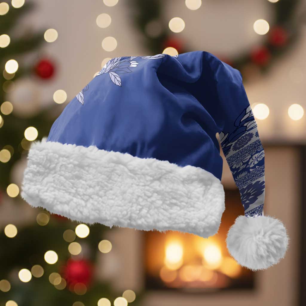 Fiji Marau na Kerisimasi Christmas Santa Hat Blue Tagimoucia Tapa Masi Tribal - Polynesian Pride