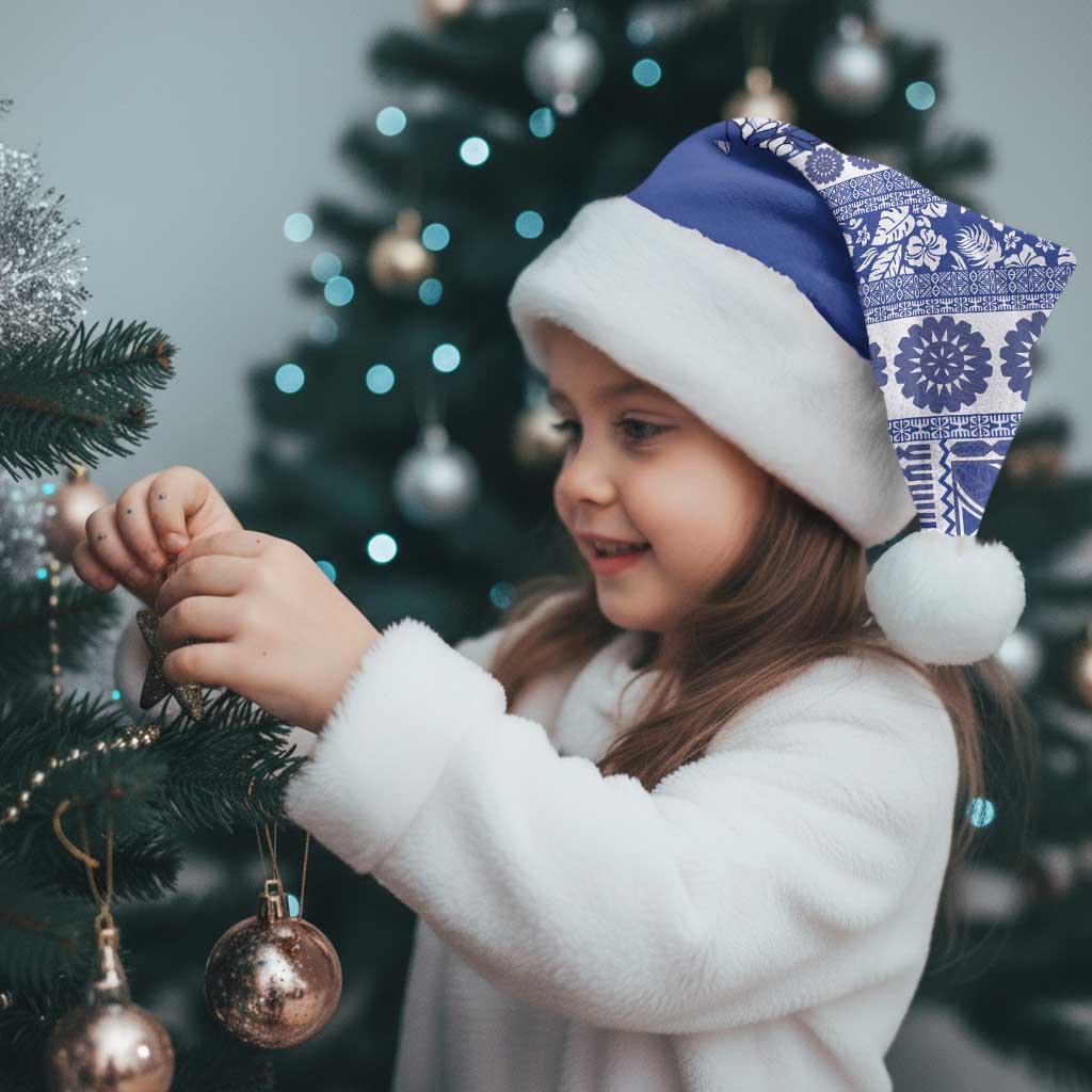 Fiji Marau na Kerisimasi Christmas Santa Hat Blue Tagimoucia Tapa Masi Tribal - Polynesian Pride