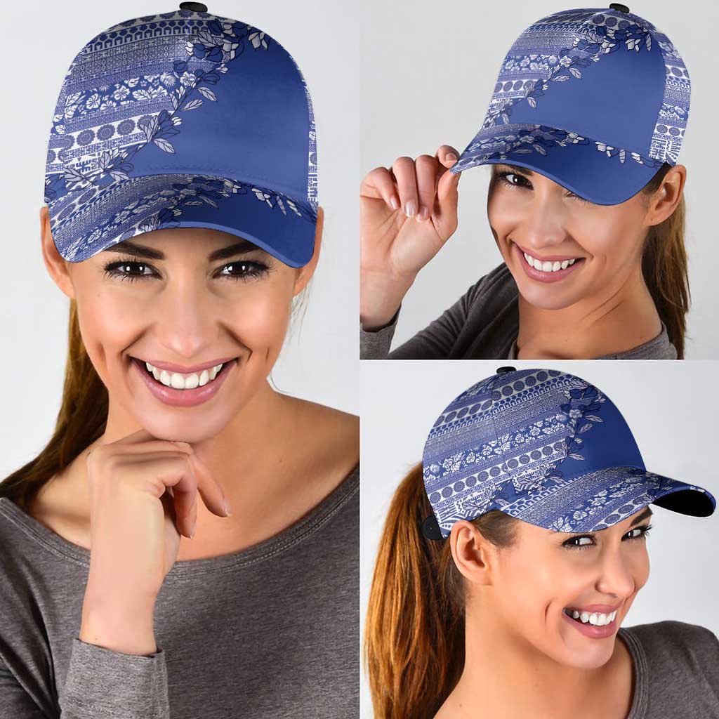 Fiji Marau na Kerisimasi Classic Cap Blue Tagimoucia Tapa Masi Tribal - Polynesian Pride