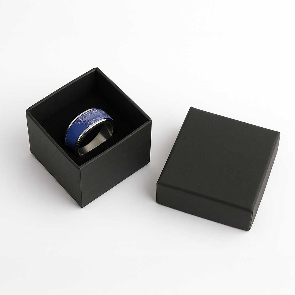 Fiji Marau na Kerisimasi Classic Ring Blue Tagimoucia Tapa Masi Tribal - Polynesian Pride