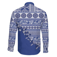Fiji Marau na Kerisimasi Family Matching Off Shoulder Short Dress and Hawaiian Shirt Blue Tagimoucia Tapa Masi Tribal LT9 - Polynesian Pride