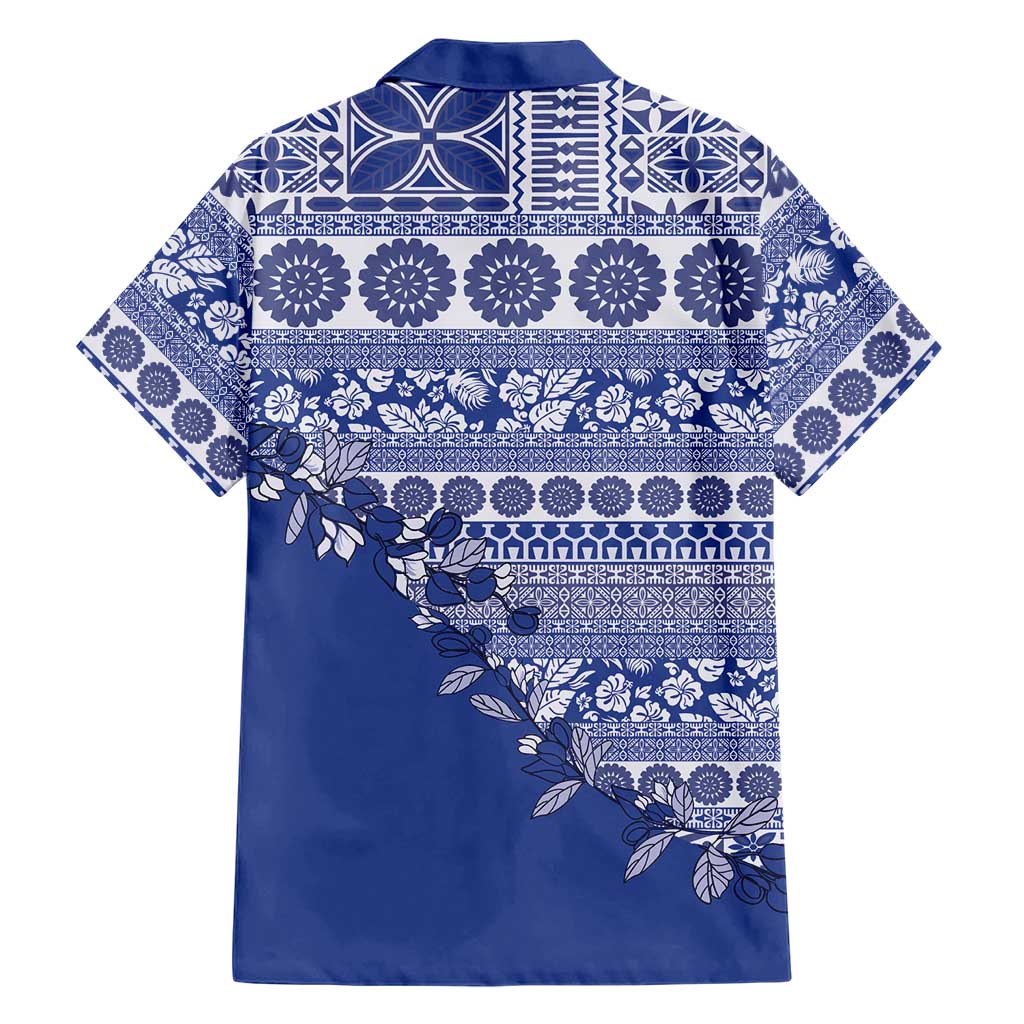 Fiji Marau na Kerisimasi Family Matching Puletasi and Hawaiian Shirt Blue Tagimoucia Tapa Masi Tribal LT9 - Polynesian Pride