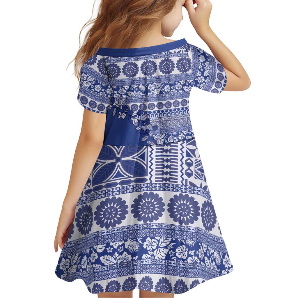 Fiji Marau na Kerisimasi Family Matching Short Sleeve Bodycon Dress and Hawaiian Shirt Blue Tagimoucia Tapa Masi Tribal LT9 - Polynesian Pride