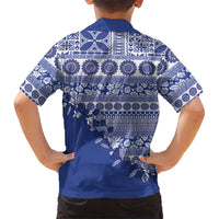 Fiji Marau na Kerisimasi Family Matching Tank Maxi Dress and Hawaiian Shirt Blue Tagimoucia Tapa Masi Tribal LT9 - Polynesian Pride
