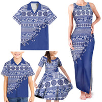 Fiji Marau na Kerisimasi Family Matching Tank Maxi Dress and Hawaiian Shirt Blue Tagimoucia Tapa Masi Tribal LT9 - Polynesian Pride