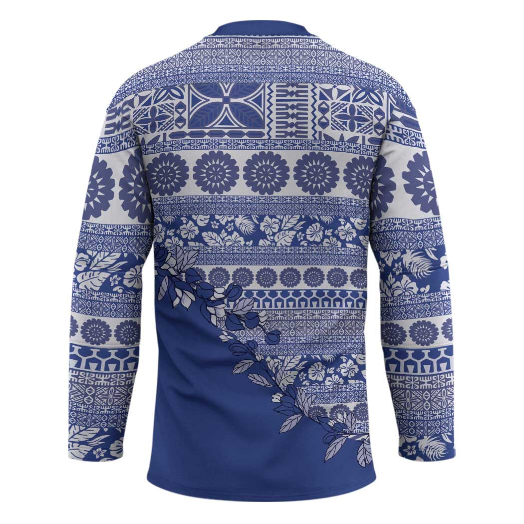 Fiji Marau na Kerisimasi Hockey Jersey Blue Tagimoucia Tapa Masi Tribal - Polynesian Pride