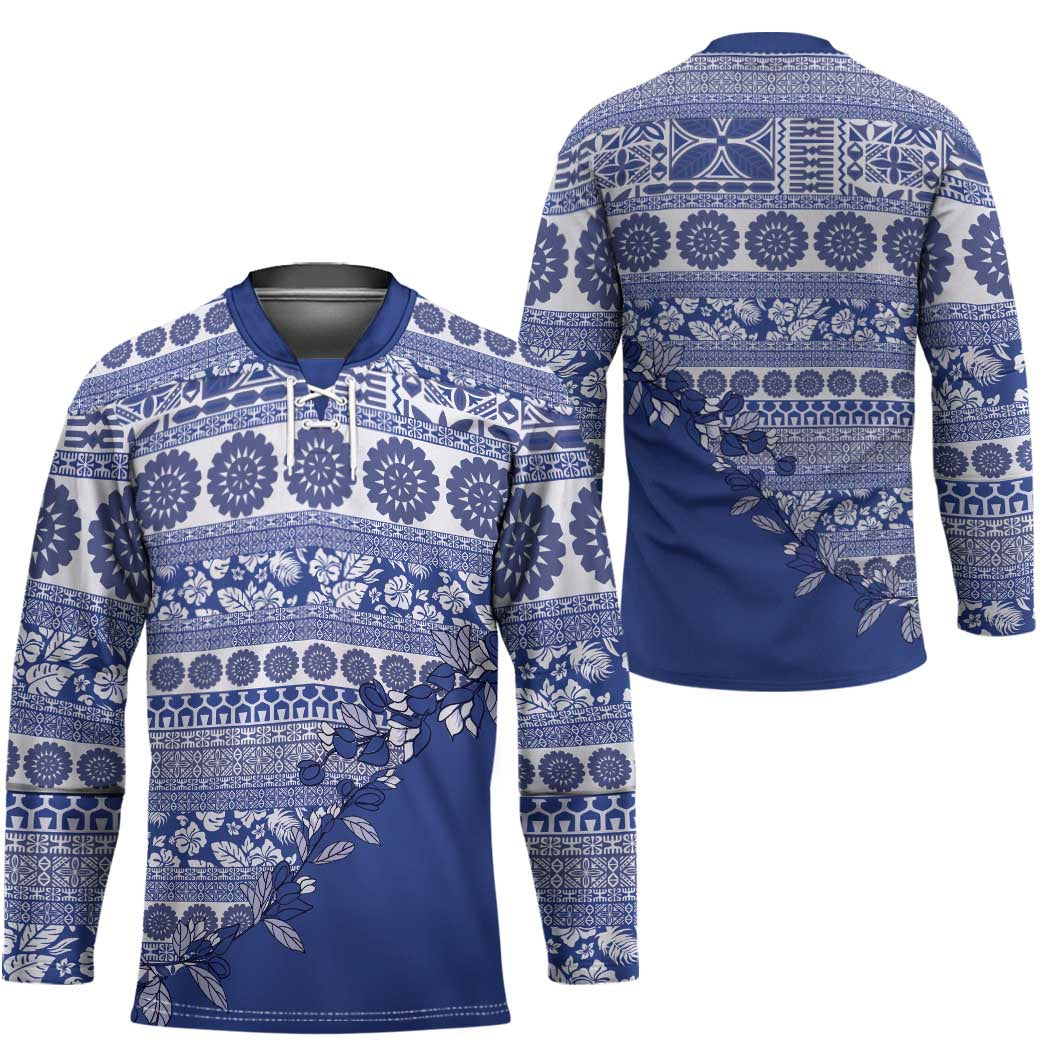 Fiji Marau na Kerisimasi Hockey Jersey Blue Tagimoucia Tapa Masi Tribal - Polynesian Pride