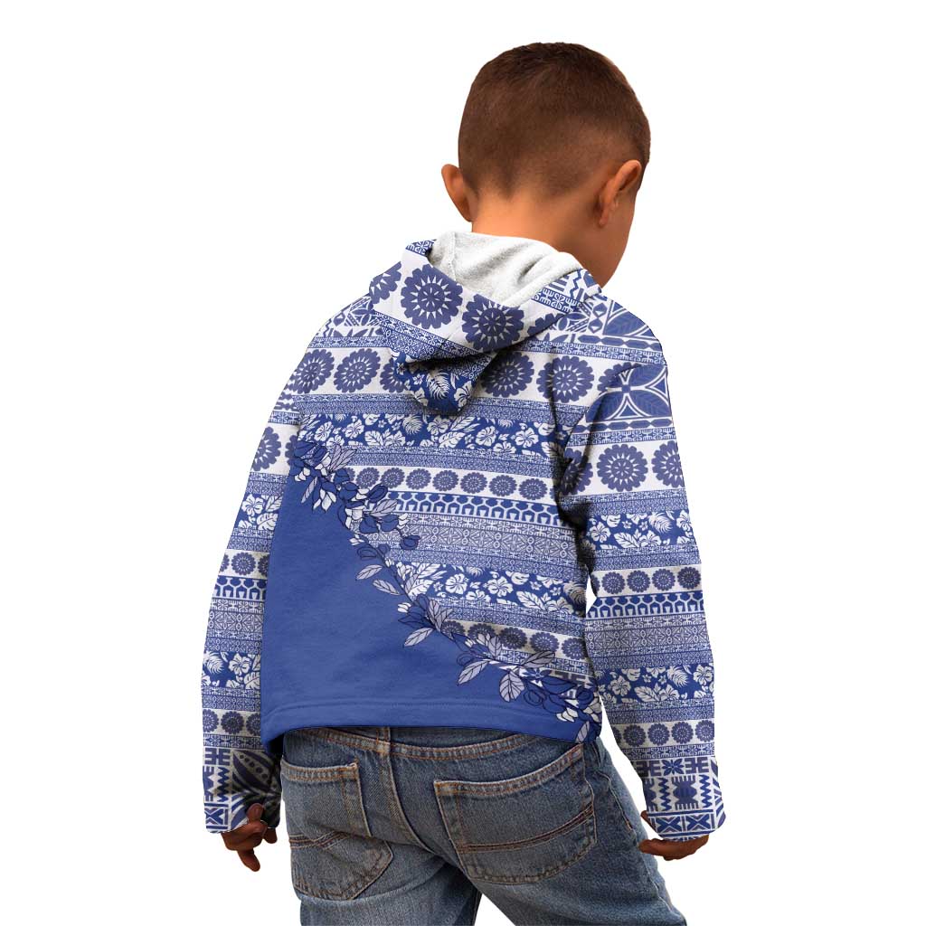 Fiji Marau na Kerisimasi Kid Hoodie Blue Tagimoucia Tapa Masi Tribal LT9 - Polynesian Pride