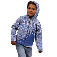Fiji Marau na Kerisimasi Kid Hoodie Blue Tagimoucia Tapa Masi Tribal LT9 - Polynesian Pride