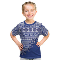 Fiji Marau na Kerisimasi Kid T Shirt Blue Tagimoucia Tapa Masi Tribal - Polynesian Pride